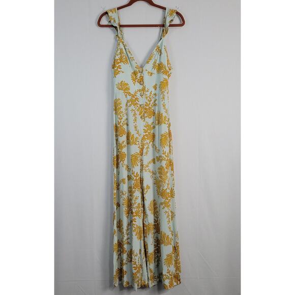 Free People Be The One Jumpsuit sz 4 floral boho festival open back wide leg - Picture 2 of 8